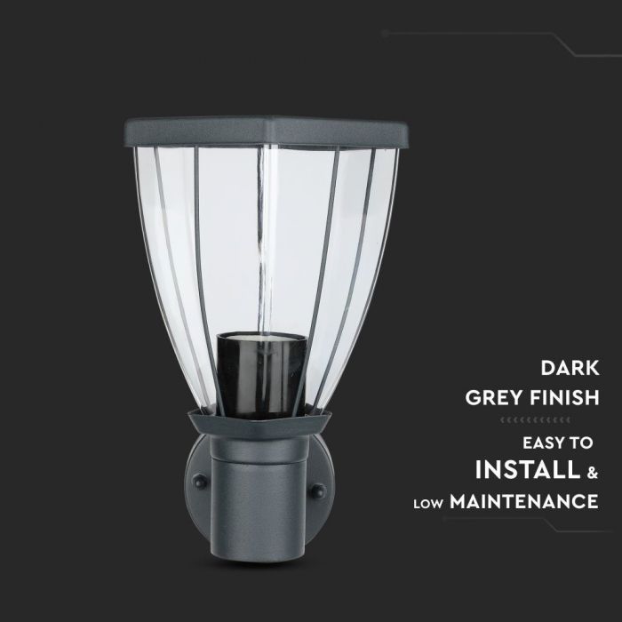 V-TAC fassaadilambi raam 1xE27 LED-pirniga (pirn ei kuulu komplekti), pirn suunaga ülespoole, matt must, IP44