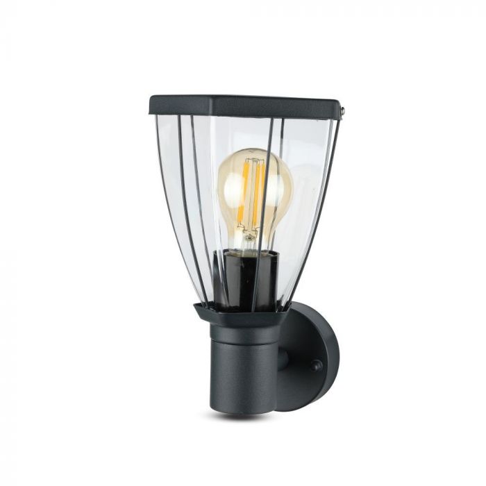Facade lamp frame for E27 bulb, max 40W, bulb facing upwards, black matte, IP44, V-TAC