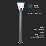 V-TAC dārza laterna ar 1xE27 LED spuldzi (spuldze nav iekļauta), melns, IP44