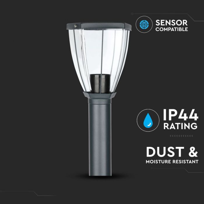 V-TAC dārza laterna ar 1xE27 LED spuldzi (spuldze nav iekļauta), melns, IP44