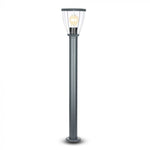 V-TAC dārza laterna ar 1xE27 LED spuldzi (spuldze nav iekļauta), melns, IP44