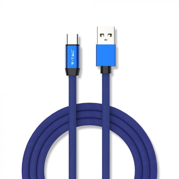 1m 2.4A V-TAC TYPE-C USB cable blue