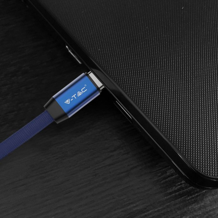 1m 2.4A V-TAC TYPE-C USB cable blue