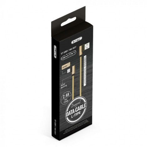 1m 2.4A V-TAC MICRO USB kabelis zelta