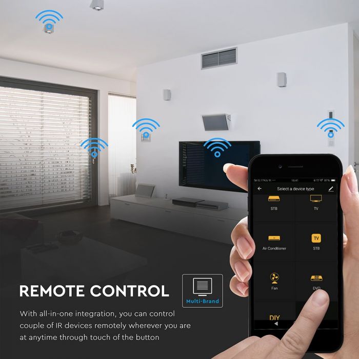 V-TAC WIFI universaalne infrapunapult, mis ühildub Amazon Alexa ja Google'iga.