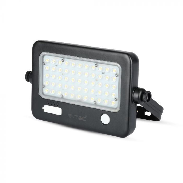 10W(1100Lm) LED Prožektors ar saules bateriju Li-ion 18650, 3.7V,7200mAh, IP65, V-TAC, neitrāli balta gaisma 4000K