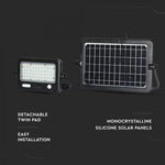 10W (1100Lm) LED-valgusti päikesepatareiga Li-ion 18650, 3.7V, 7200mAh, IP65, V-TAC, neutraalne valge valgus 4000K