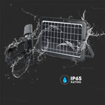 10W (1100Lm) LED-valgusti päikesepatareiga Li-ion 18650, 3.7V, 7200mAh, IP65, V-TAC, neutraalne valge valgus 4000K
