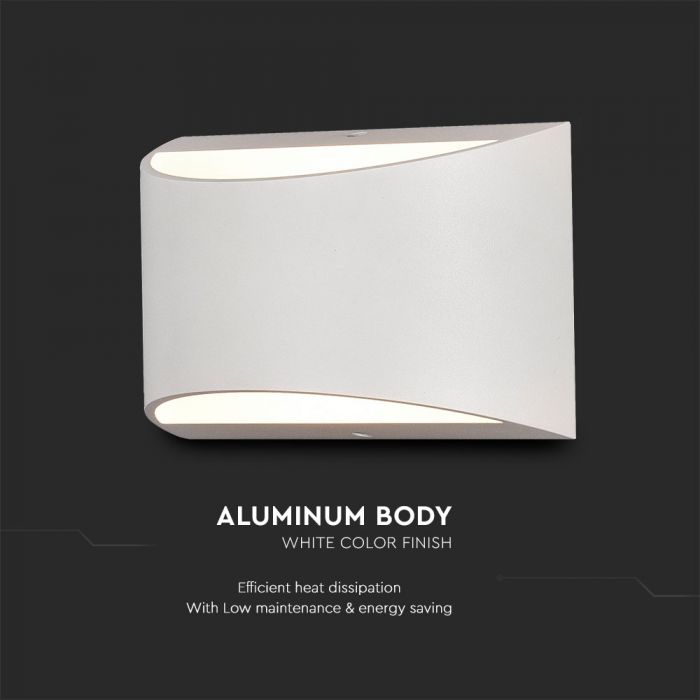 10W(800Lm) LED-fasadarmatur, vit, IP54, V-TAC, neutralvitt ljus 4000K