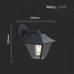 V-TAC Facade lampram med 1xE27 LED-lampa (glödlampa ingår ej), lampan vänd nedåt, svart, IP44