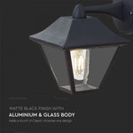 V-TAC Facade lampram med 1xE27 LED-lampa (glödlampa ingår ej), lampan vänd nedåt, svart, IP44