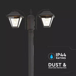 V-TAC dārza laterna ar 2xE27 LED spuldzēm (spuldzes nav iekļautas), melna, IP44