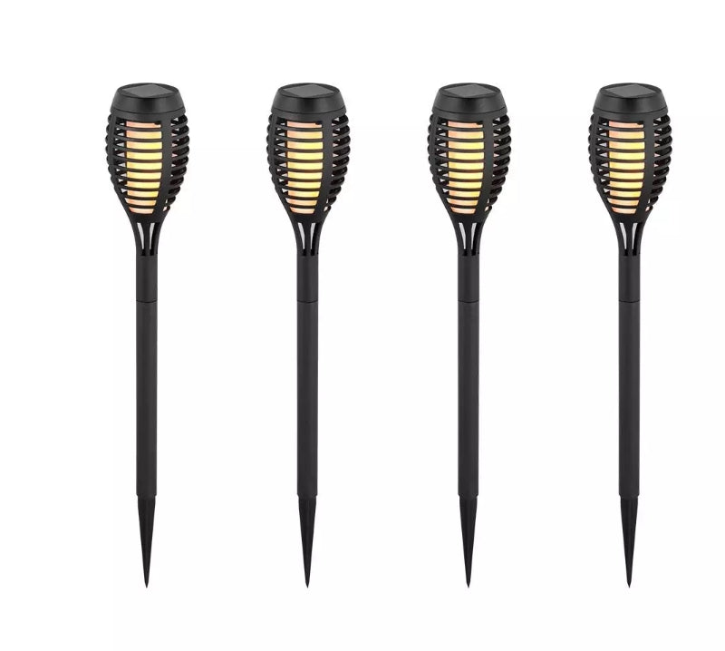 Sats med 4 LED-solarmaturer, markmonterade, IP44, V-TAC, svart, 1,2V 2/3xAAA Ni-MH, varmvitt ljus 2200K