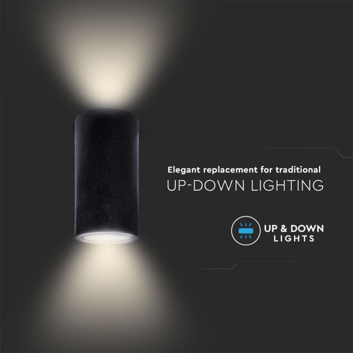 V-TAC GU10 LED Concrete Wall Lamps, dark grey, round, IP20, MAX 35W