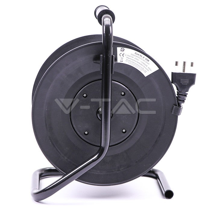 25m förlängningssladd, svart, IP20, 16A, AC250V, V-TAC