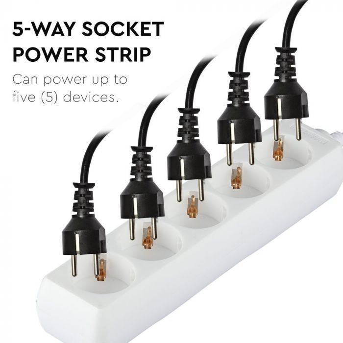1.5m Pagarinātājs-sadalītājs 5 ligzdas IP20 16A 250V 3680W, V-TAC