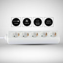 Удлинитель 1,5 м 5 розеток IP20 16A 250V 3680W, V-TAC