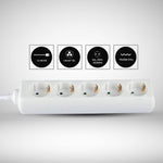1.5m Pagarinātājs-sadalītājs 5 ligzdas IP20 16A 250V 3680W, V-TAC