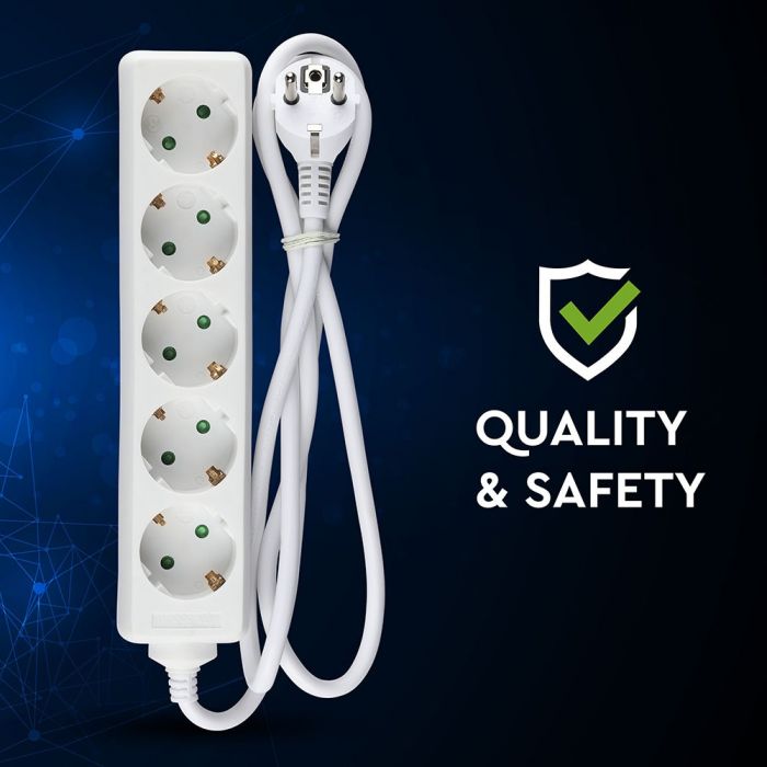 Удлинитель 1,5 м 5 розеток IP20 16A 250V 3680W, V-TAC