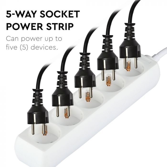 3m Pagarinātājs-sadalītājs 5 ligzdas IP20 16A 250V 3680W, V-TAC