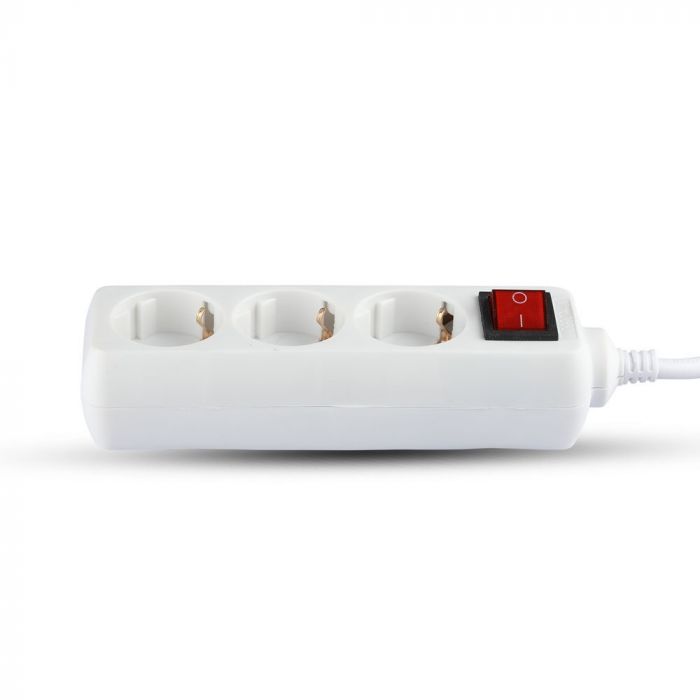 1,5m Pistikupesa jaotur 3 pistikupesa koos lülitiga IP20 16A 250V 3680W, V-TAC