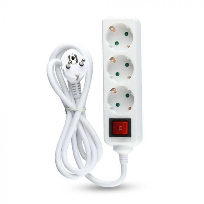 5m Pagarinātājs-sadalītājs 3 ligzdas ar slēdzi IP20 16A 250V 3680W, V-TAC