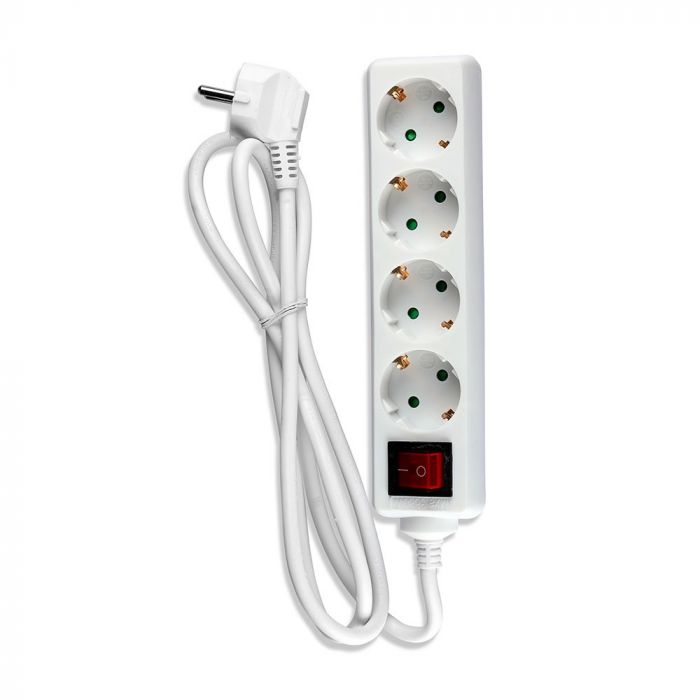 1,5 м Разделитель розеток 4 розетки с выключателем IP20 16A 250V 3680W, V-TAC