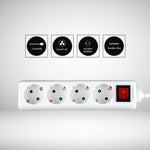 1,5 м Разделитель розеток 4 розетки с выключателем IP20 16A 250V 3680W, V-TAC
