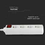 1,5 м Разделитель розеток 4 розетки с выключателем IP20 16A 250V 3680W, V-TAC