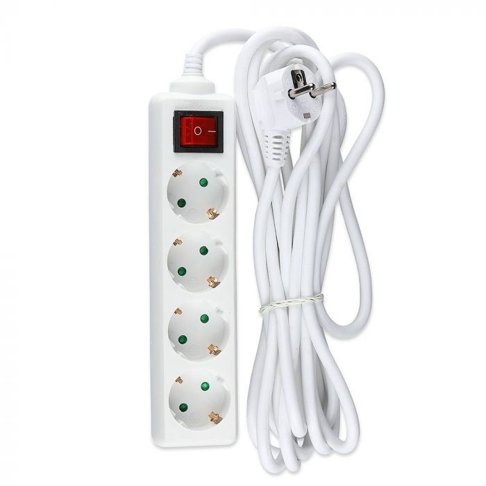 5m Pistikupesa jaotur 4 pistikupesa koos lülitiga IP20 16A 250V 3680W, V-TAC