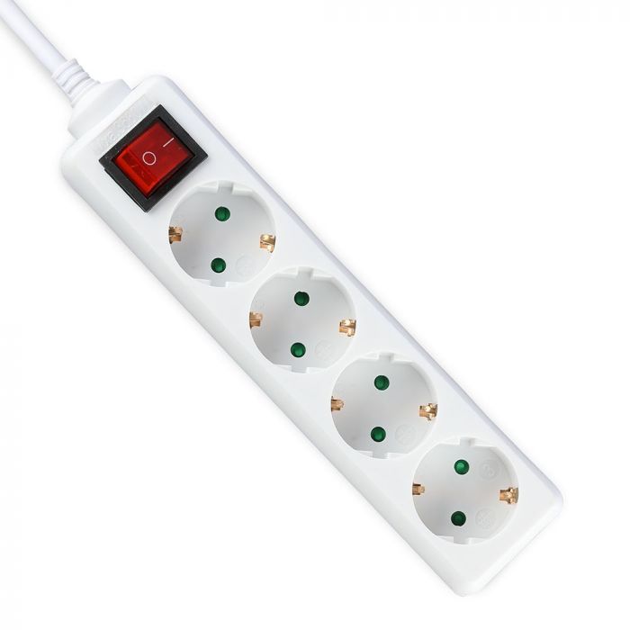 5m Pagarinātājs-sadalītājs 4 ligzdas ar slēdzi IP20 16A 250V 3680W, V-TAC