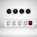 5m Förlängningsuttag delare 4 uttag med strömbrytare IP20 16A 250V 3680W, V-TAC