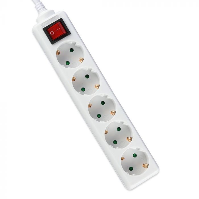 1.5m Pagarinātājs-sadalītājs 5 ligzdas ar slēdzi IP20 16A 250V 3680W, V-TAC