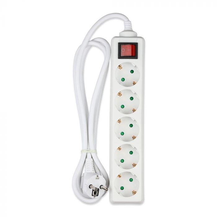 1,5m pikendusjuhe 5 pistikupesa koos lülitiga IP20 16A 250V 3680W, V-TAC