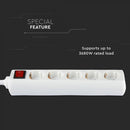 1,5m pikendusjuhe 5 pistikupesa koos lülitiga IP20 16A 250V 3680W, V-TAC