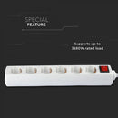 5m Extender-splitter 6 sockets with switch IP20 16A 250V 3680W, V-TAC