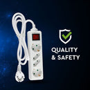 1,5m Pistikupesa jaotur 4 pistikupesa koos lülitiga IP20 16A 250V 3680W, V-TAC