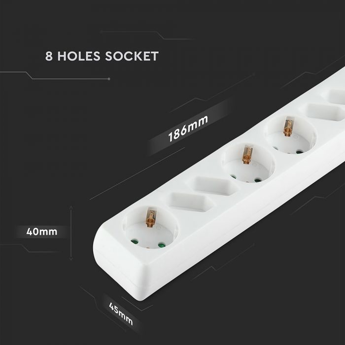 1,5 м Разделитель розеток 8 розеток с выключателем IP20 16A 250V 3680W, V-TAC