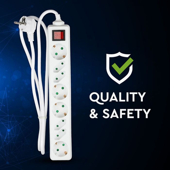 1,5 м Разделитель розеток 8 розеток с выключателем IP20 16A 250V 3680W, V-TAC