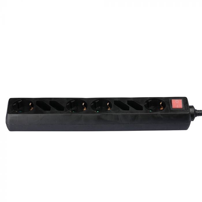1.5m Extender-splitter 8 sockets with switch IP20 16A 250V 3680W black, V-TAC