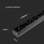 1,5м Разделитель розеток 8 розеток с выключателем IP20 16A 250V 3680W черный, V-TAC
