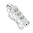 1,5 m förlängningsbart grenuttag 3 uttag, 2 USB IP20 16A 250V 3680W , V-TAC