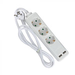 1.5m Pagarinātājs-sadalītājs 3 ligzdas, 2 USB IP20 16A 250V 3680W , V-TAC