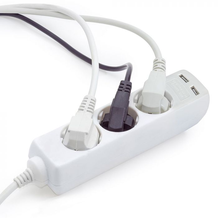 1.5m Pagarinātājs-sadalītājs 3 ligzdas, 2 USB IP20 16A 250V 3680W , V-TAC
