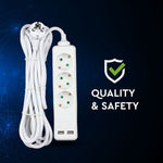 5m Pikendusvõrk 3 pistikupesa, 2 USB IP20 16A 250V 3680W, V-TAC