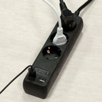 1,5 м Удлинитель 3 розетки 2 USB IP20 16A 250V 3680W черный, V-TAC