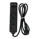 1,5 м Удлинитель 3 розетки 2 USB IP20 16A 250V 3680W черный, V-TAC