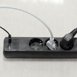 5m Pikendusvõrk 3 pistikupesa 2 USB IP20 16A 250V 3680W must, V-TAC