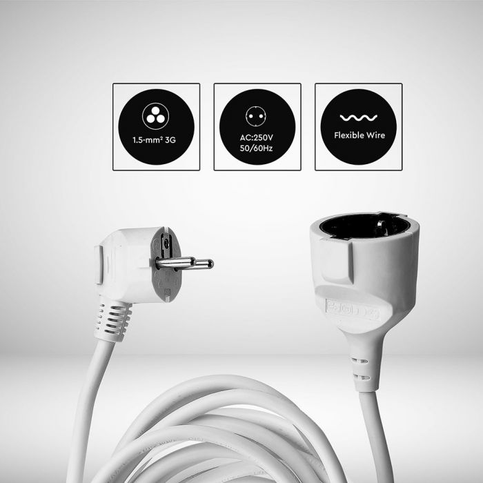 5m Extension cord IP20 16A 250V 3680W, V-TAC