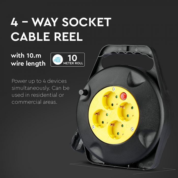 10m Extender-splitter 4 sockets, IP20 16A 250V 3680W, V-TAC